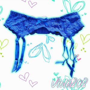 [OS] Dreamgirl Blue Floral Lace Garter Belt